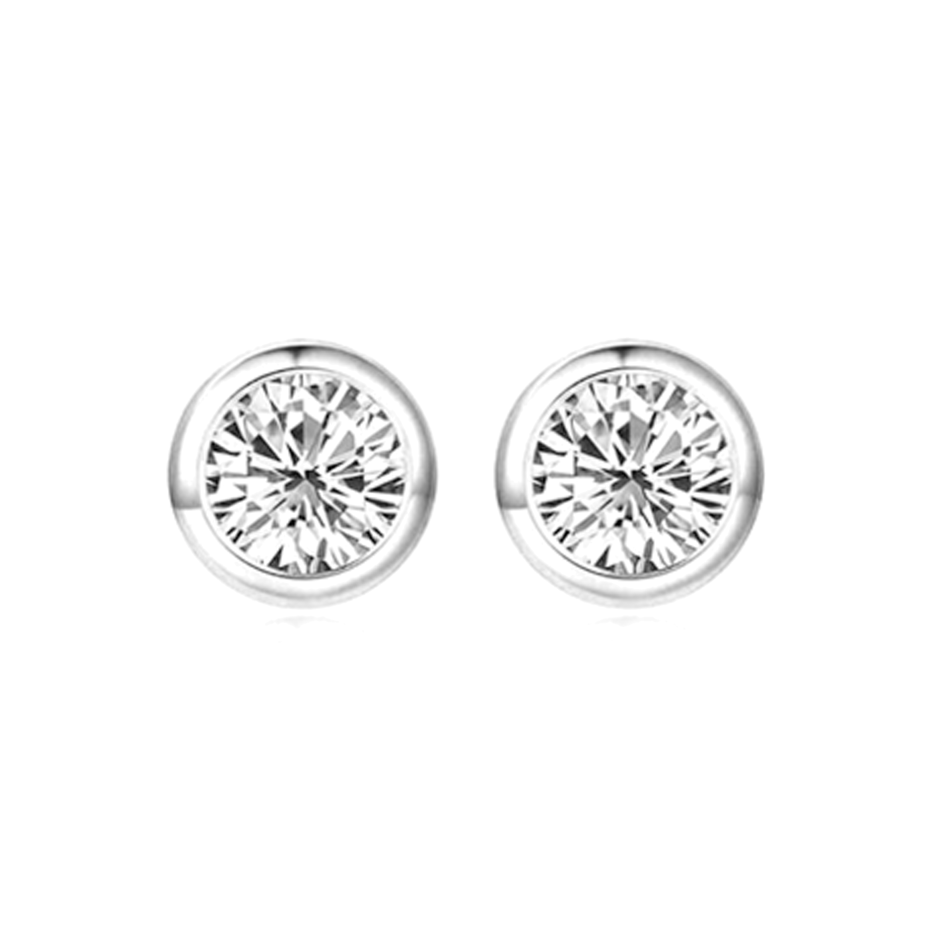 Bezel Diamond Earrings 18K white gold pawsums by liveful