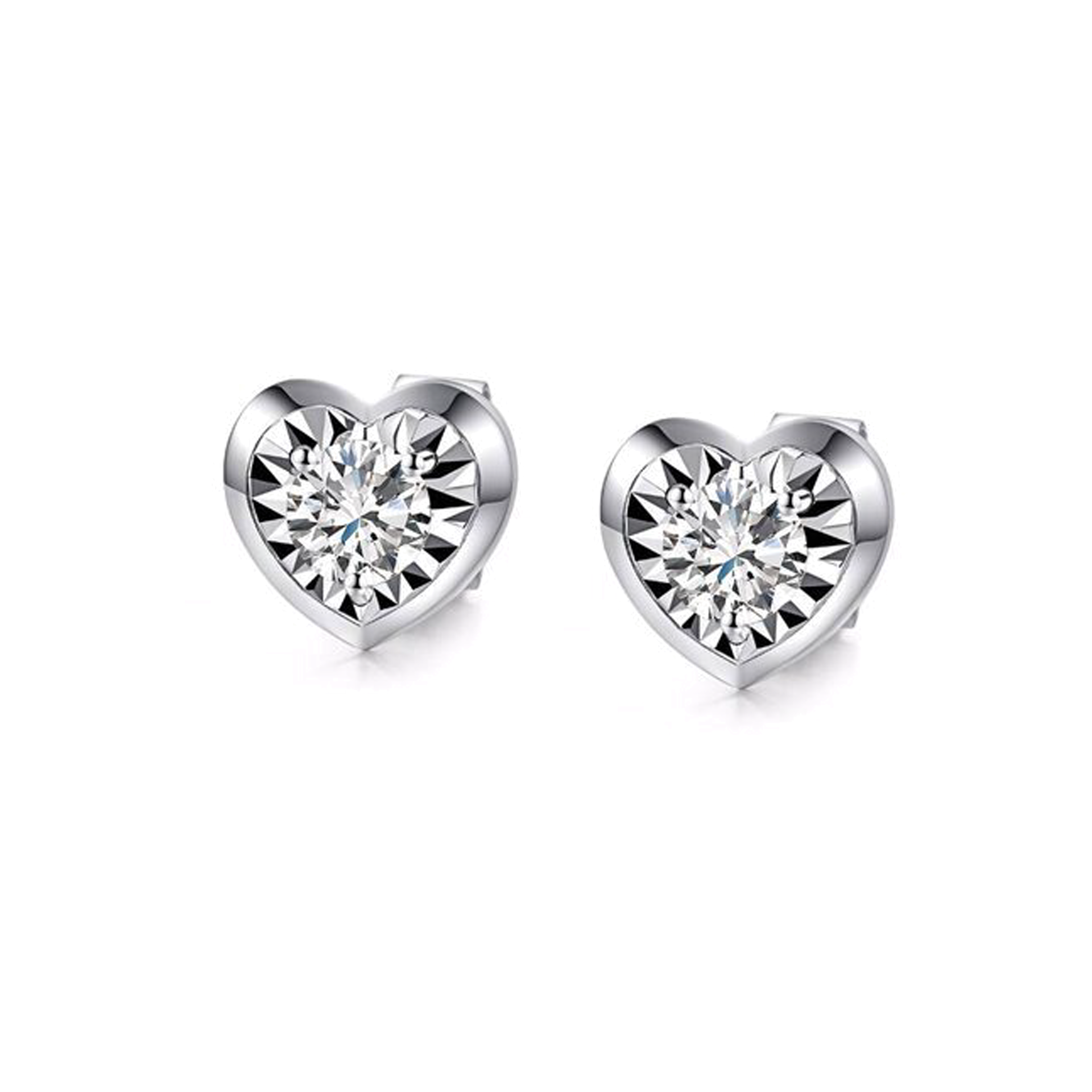 Classic Heart Diamond Earrings 18K white gold pawsums by liveful