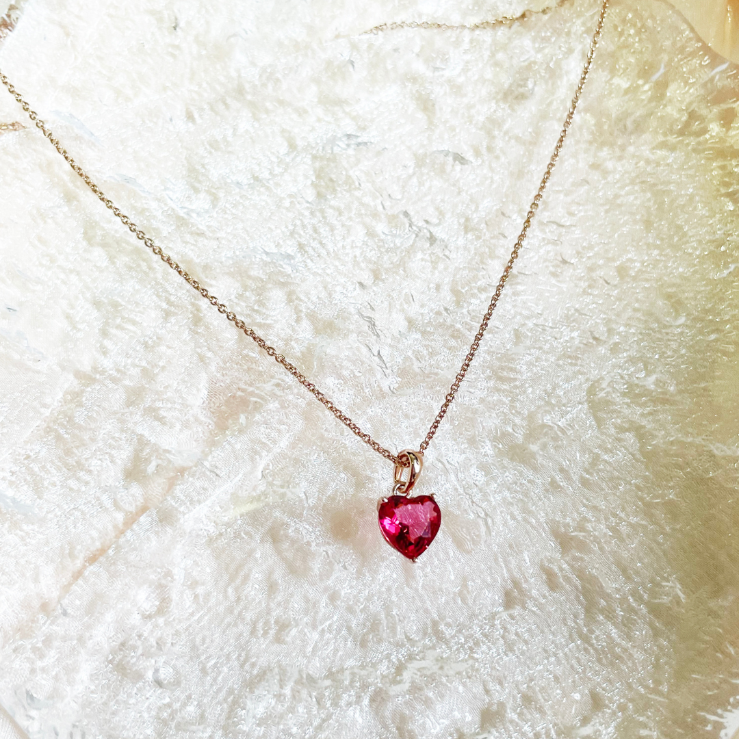 Enchanted Heart Ruby Necklace Rose Gold pawsums by liveful