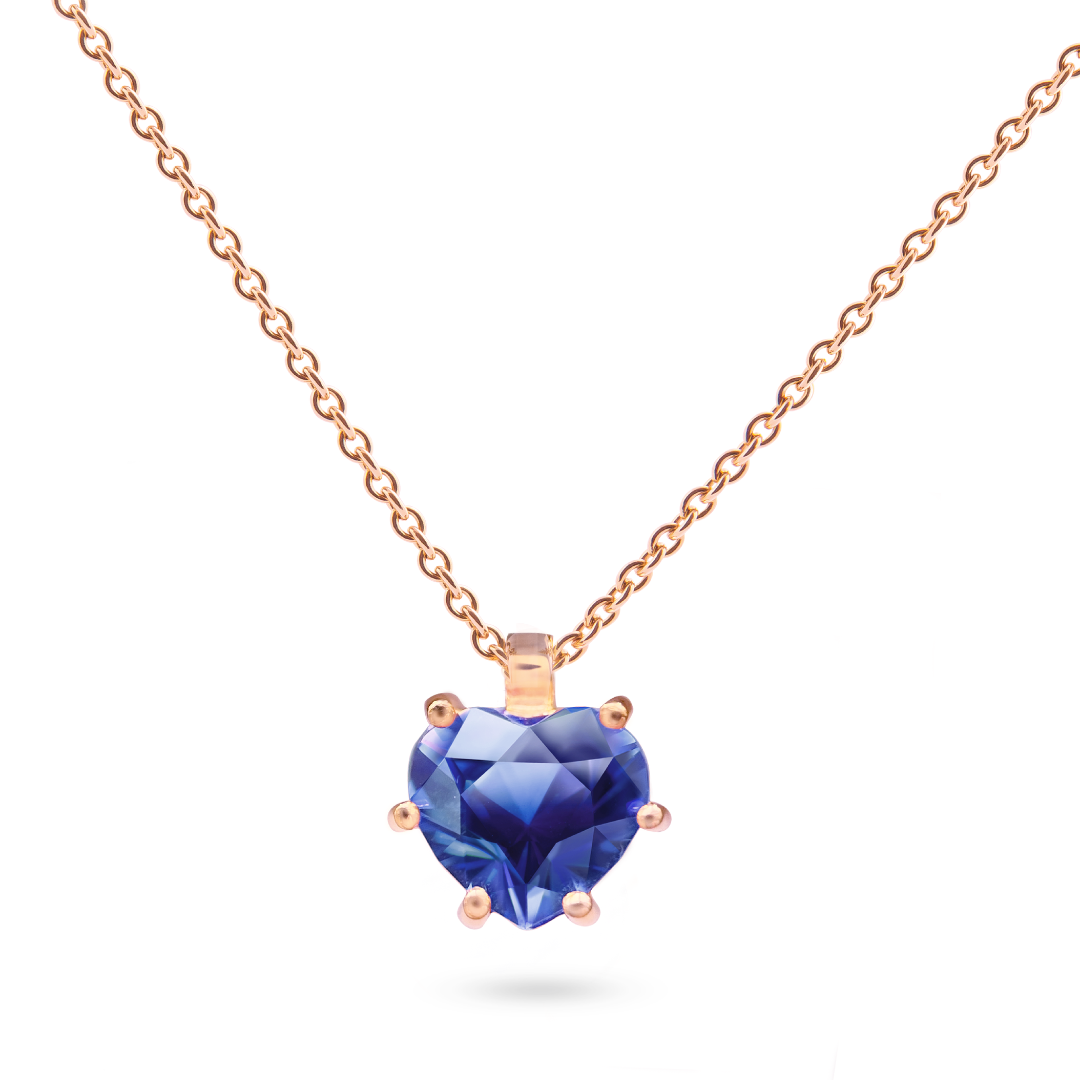 Enchanted Heart Sapphire Necklace Rose Gold pawsums by liveful