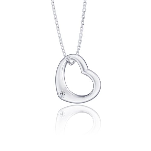 Mia Open Heart Diamond Necklace 18K white gold pawsums by liveful