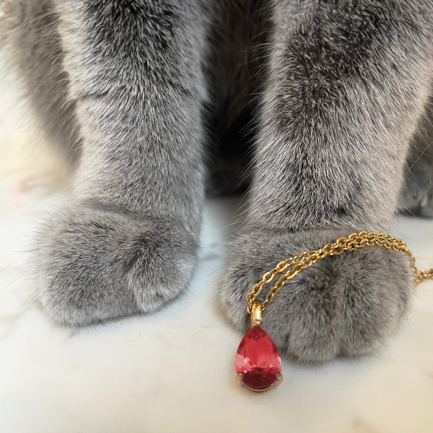 Teardrop Ruby Necklace From Cat Fur